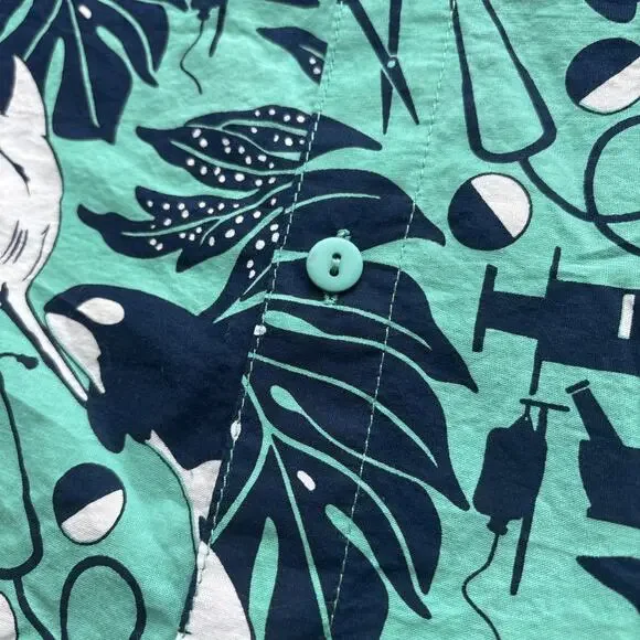 Rum Reggae Medical Shark Orca Shirt Mens Medium Teal Cotton Excellent Condition - Picture 9 of 16